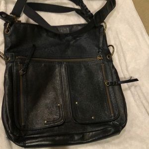 Black leather purse, cross body or shoulder bag